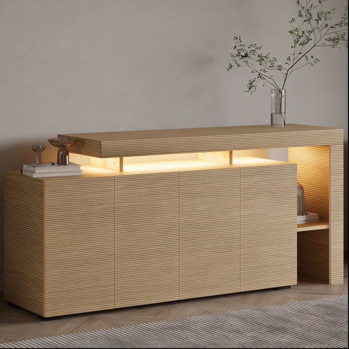 Hanah Home Consola Beliz Roble Cálido y Roble Zafiro con Luz LED